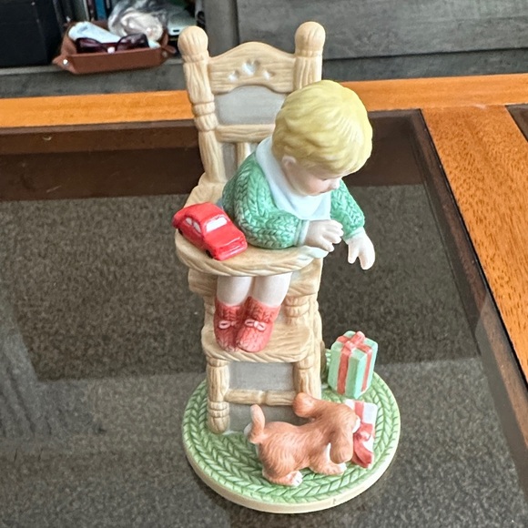 Enesco Boy with Dog and Red Car Figurine - Picture 1 of 2